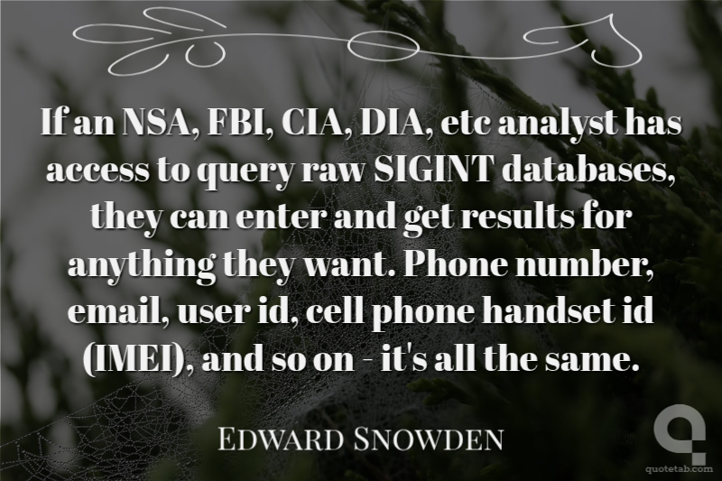 If an NSA, FBI, CIA, DIA, etc analyst has access to query raw SIGINT databases, they can enter and get results for anything they want. Phone number, email, user id, cell phone handset id (IMEI), and so on - it's all the same.