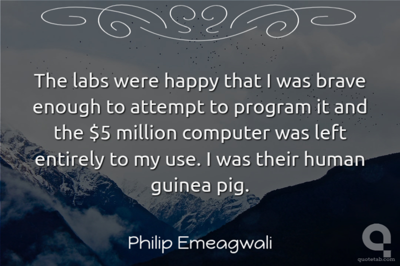 The labs were happy that I was brave enough to attempt to program it and the $5 million computer was left entirely to my use. I was their human guinea pig.